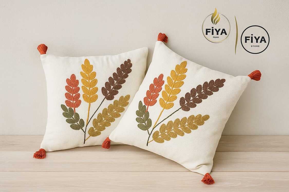 Punch El İşlemeli Dekoratif Yastık 2'li Takım – FİYA Home