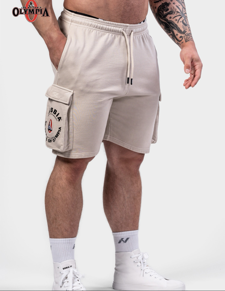 OLYMPIA WASHED LOOSE FIT CARGO SHORTS LIGHT CREAM