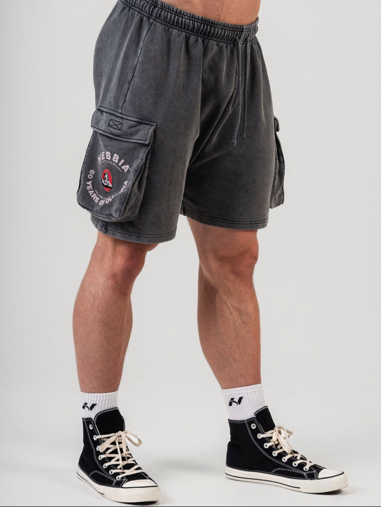 OLYMPIA CARGO SHORTZ ACID WASHED BLACK