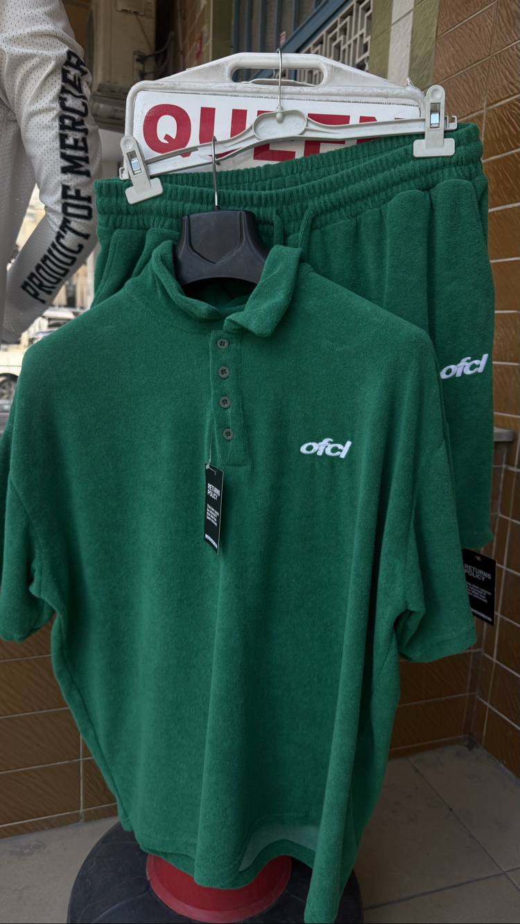 BOHOO ERKEK OVERSIZED DARK GREEN TOWEL POLO