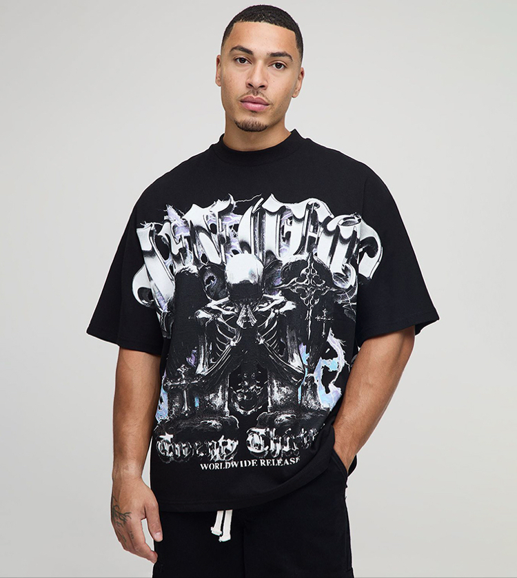 BOHOO BOXY MEN OVERSIZED TSHIRT BLACK