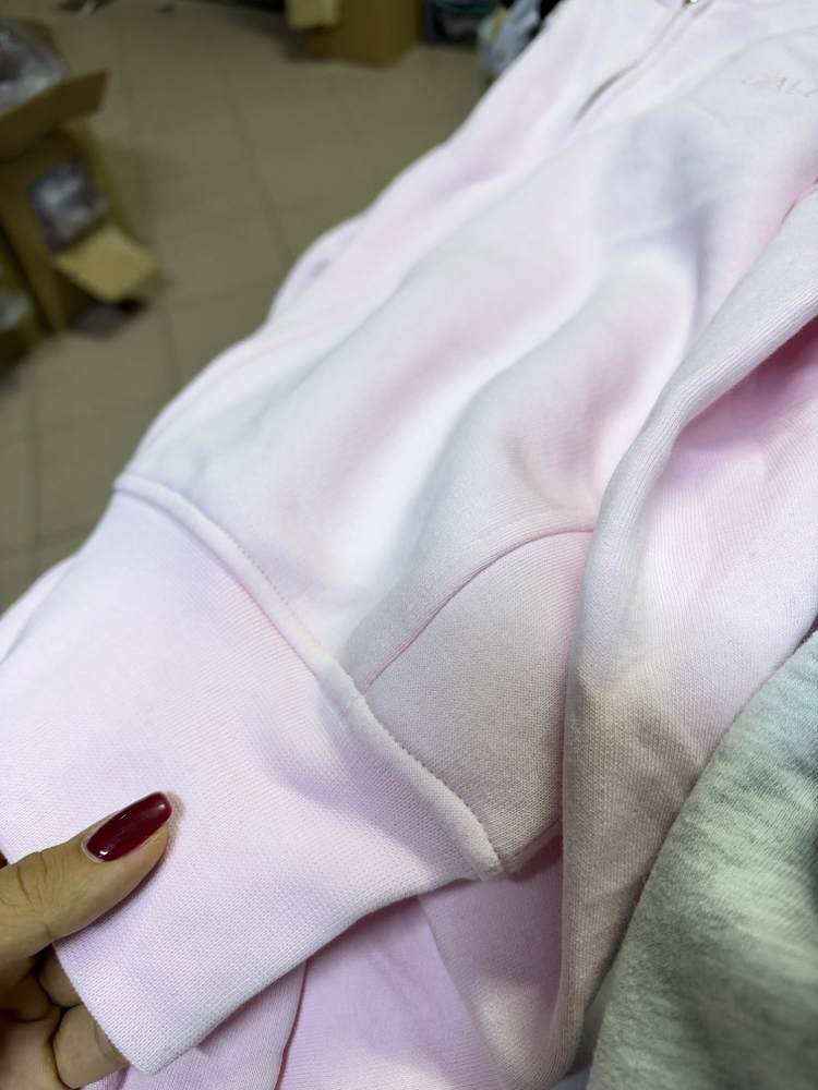 COCOON LIGHT PINK / TOZ PEMBE YARASA KOL ZIP HOODIE