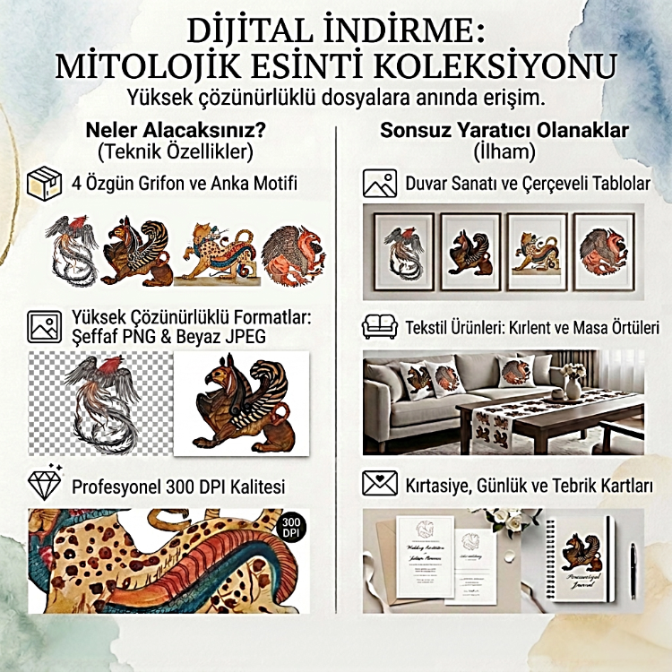 Mitolojik Esinti Koleksiyonu - 4 Parça Dijital Sanat Seti