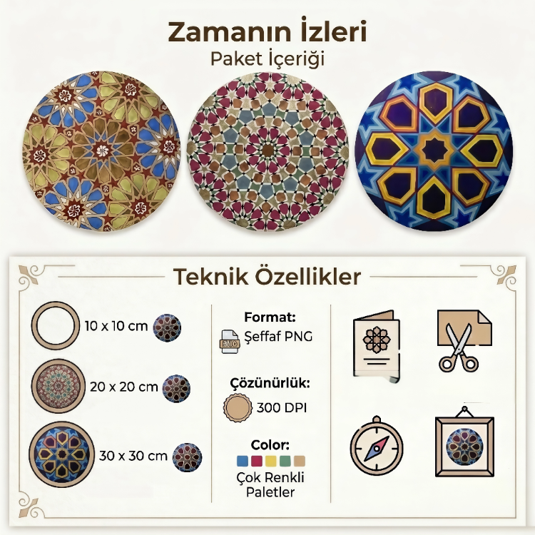 Zamanın İzleri: El Çizimi 3’lü Dijital Motif Paketi