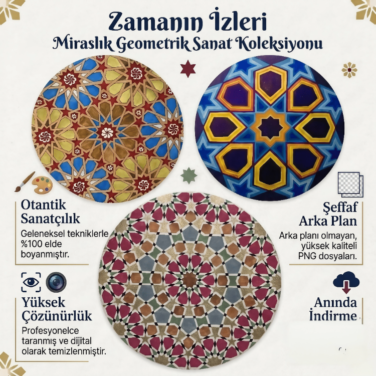 Zamanın İzleri: El Çizimi 3’lü Dijital Motif Paketi