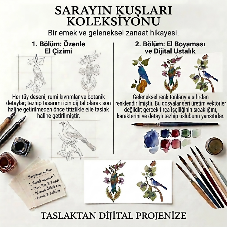 Sarayın Kuşları: 3'lü Geleneksel Motif Seti