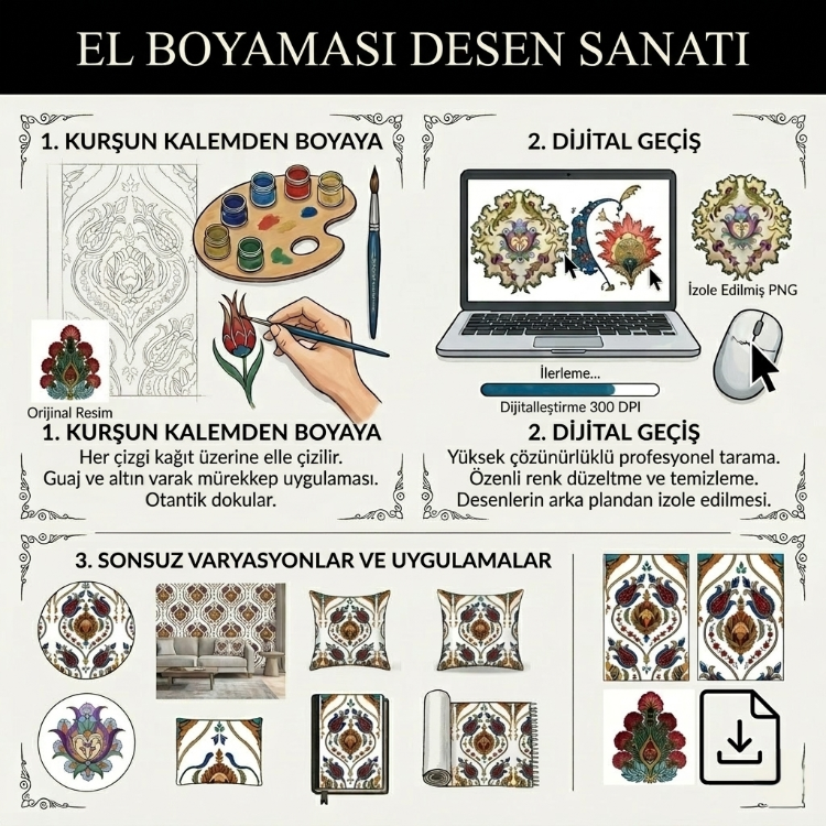 Bahar-ı İstanbul Koleksiyonu - El Boyaması, Yüksek Çözünürlüklü PNG Format