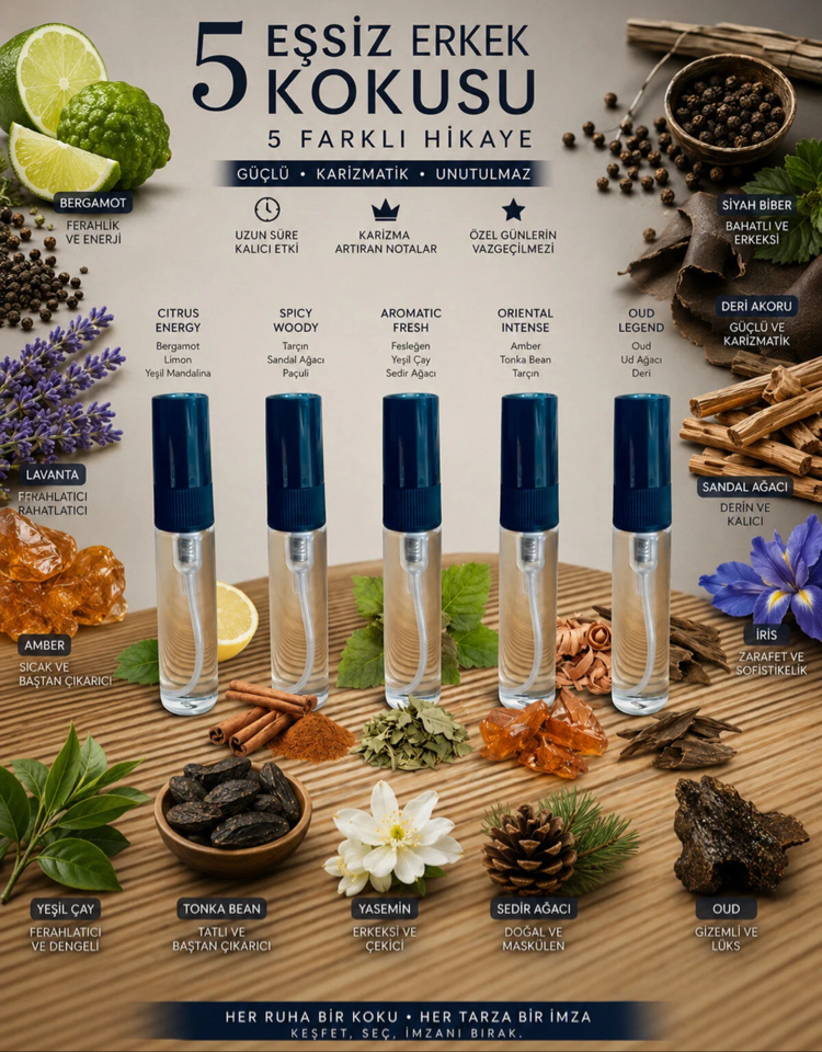 Erkekler için parfüm deneme seti 5x5ml