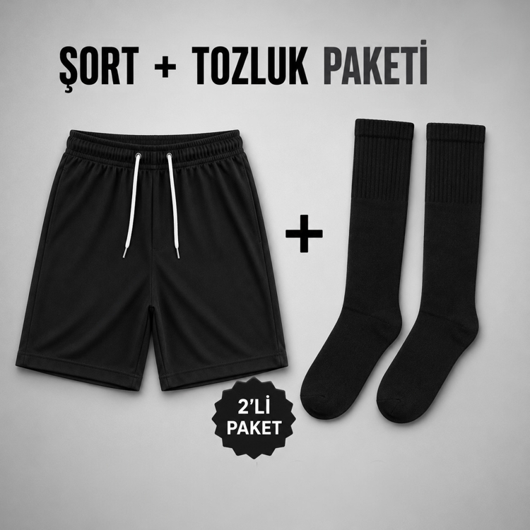 Şort + Tozluk Paketi Siyah ⭐️