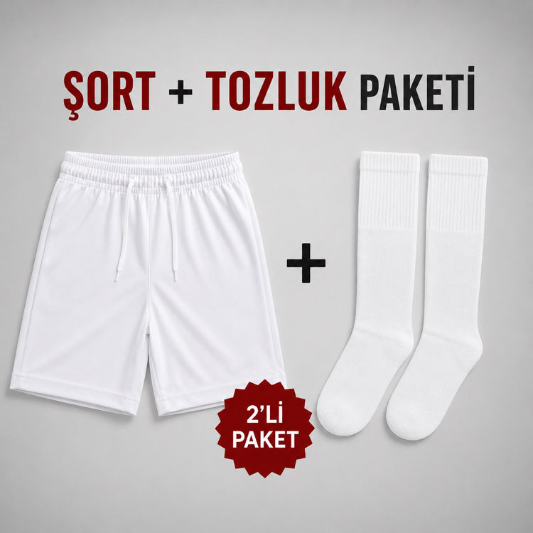 Şort + Tozluk Paketi Beyaz ⭐️