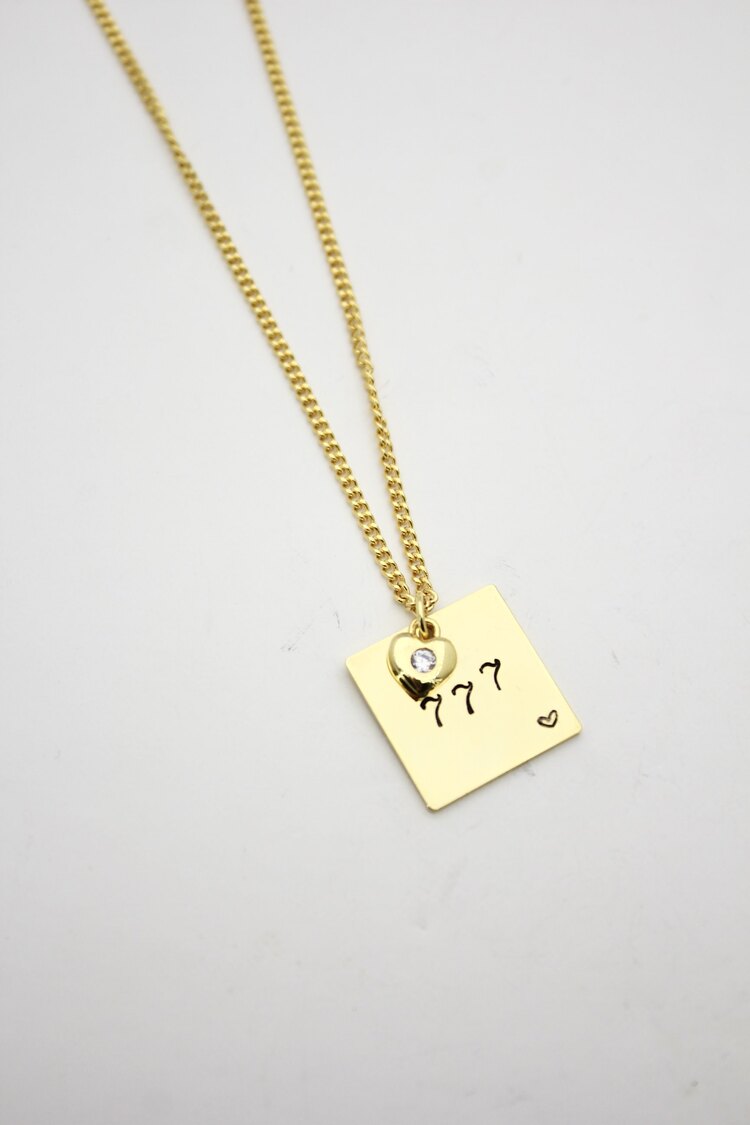 Kare Plaka Kolye | Gold | SANA ÖZEL