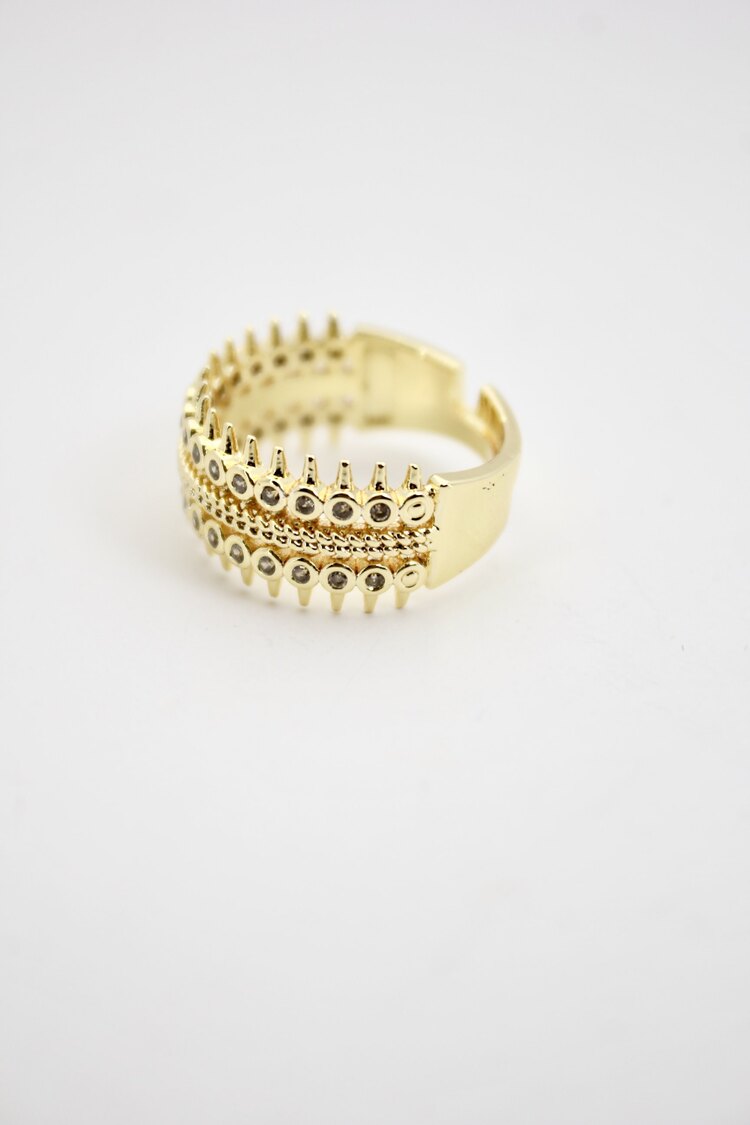 Taşlı Çivi Yüzük | Gold