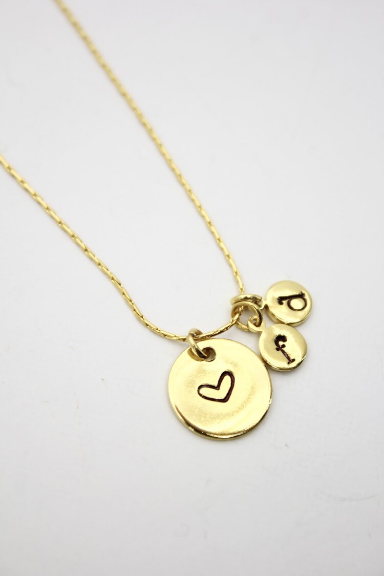 Yuvarlak Plaka Charm Kolye | Gold | SANA ÖZEL