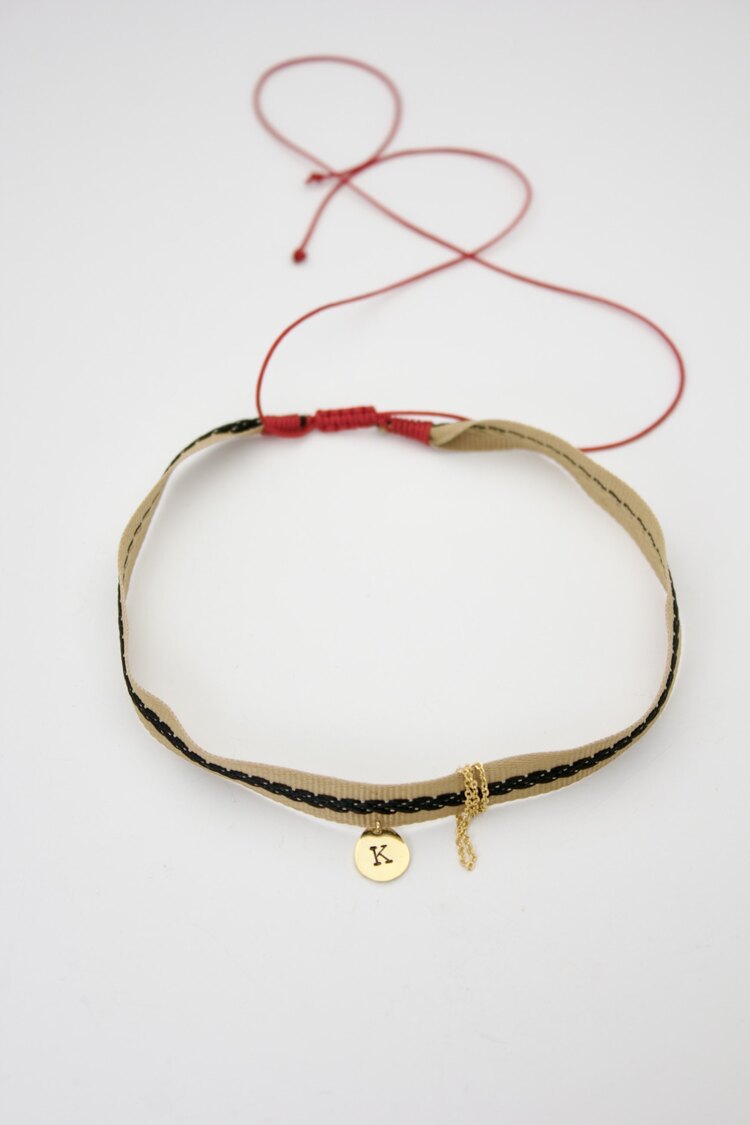 Line Kahve Pullu Choker Kolye | Gold | SANA ÖZEL 