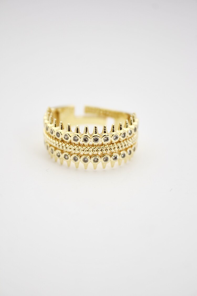 Taşlı Çivi Yüzük | Gold