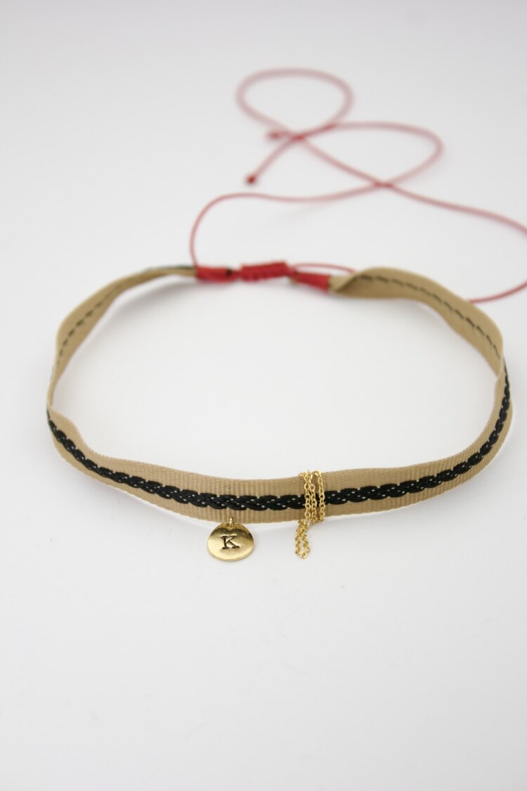 Line Kahve Pullu Choker Kolye | Gold | SANA ÖZEL 
