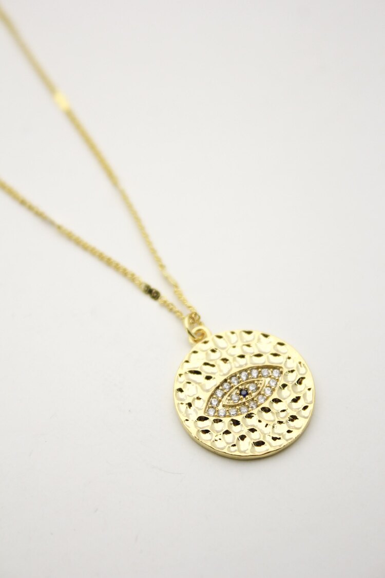 Taşlı Göz Kolye | Gold