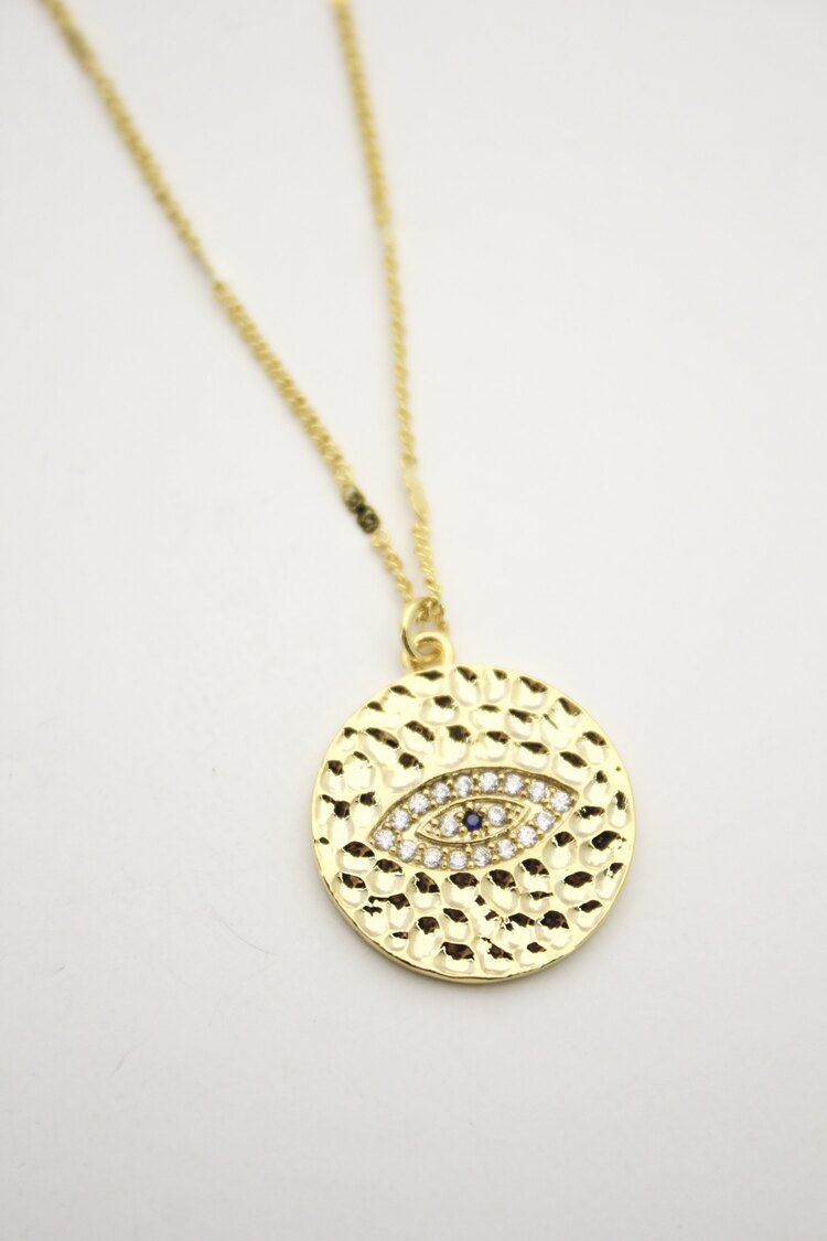 Taşlı Göz Kolye | Gold