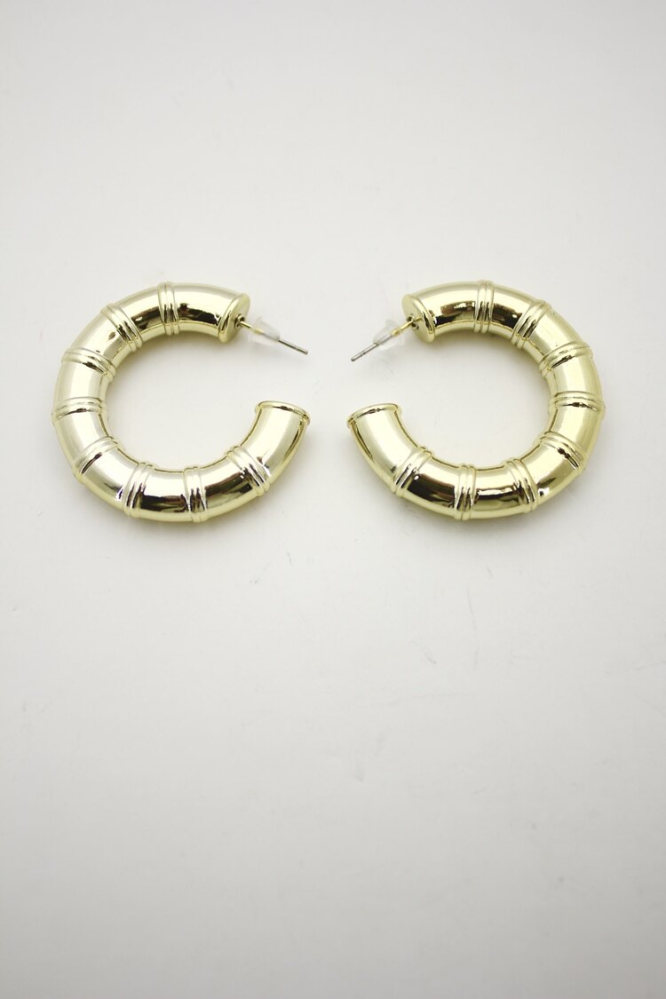 VIP Halka Detaylı Halka Küpe | Gold