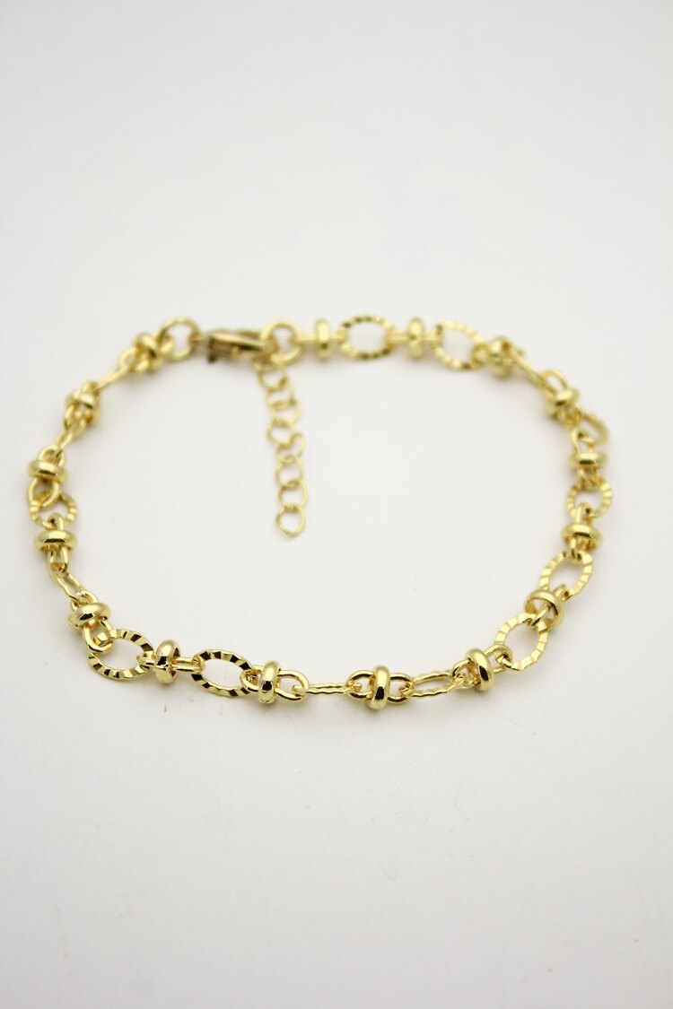 Kesik İzli Zincir Bileklik | Gold