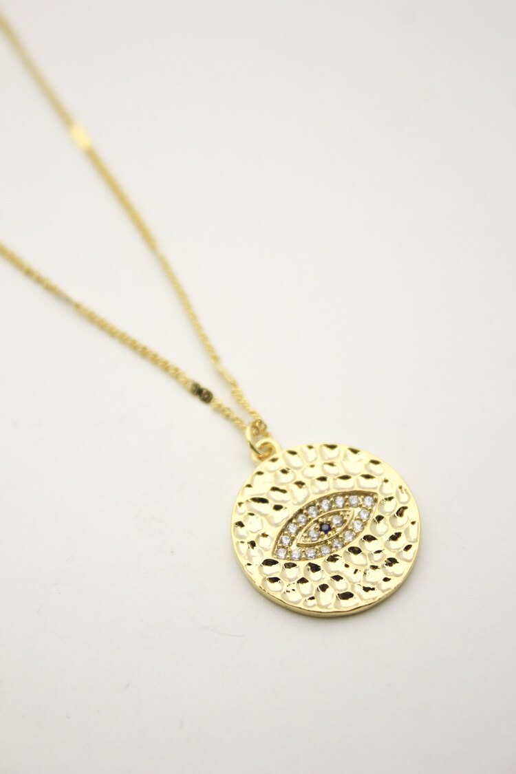 Taşlı Göz Kolye | Gold