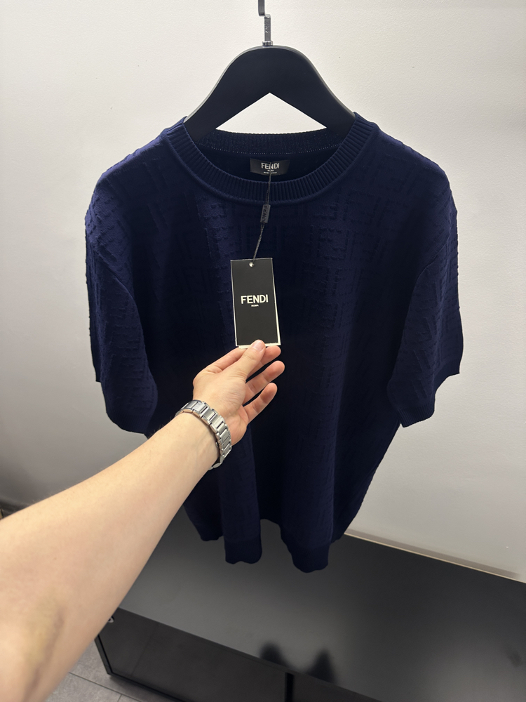 Fendi FF Logo Crew Neck Knit T-Shirt