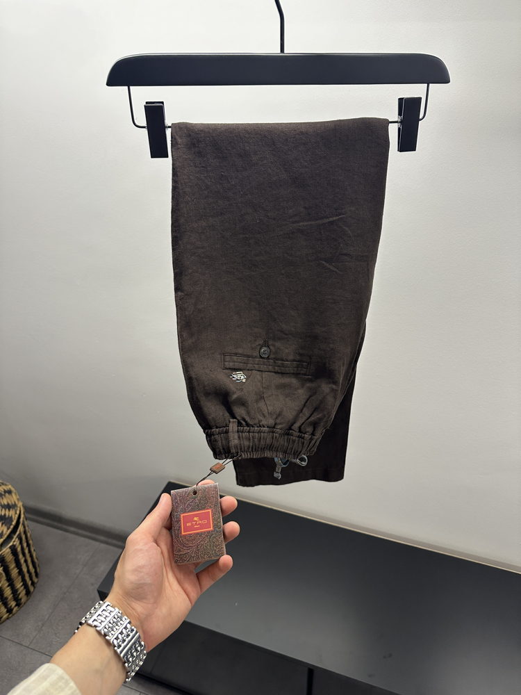 Etro Kahverengi Keten Pantolon