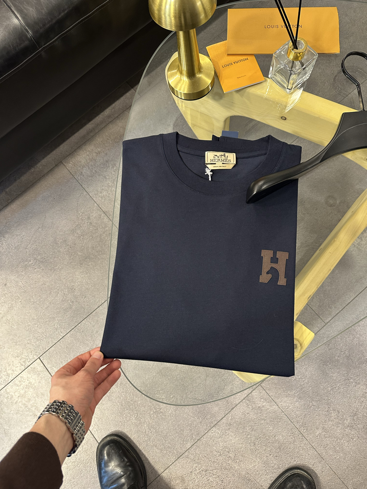 Hermés ‘H’ Cheval Navy Blue Cotton T-Shirt