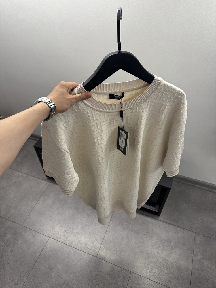 Fendi FF Logo Crew Neck Knit T-Shirt