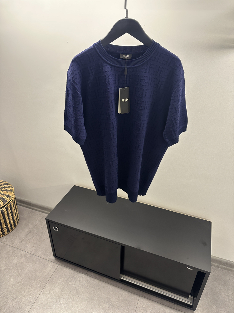 Fendi FF Logo Crew Neck Knit T-Shirt