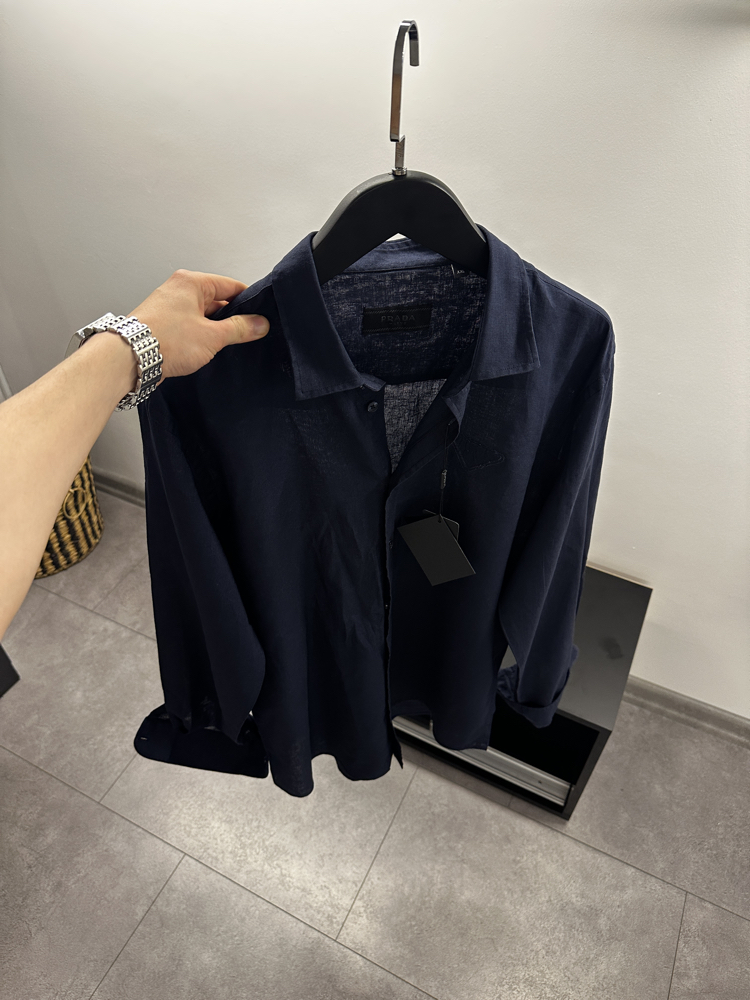 Prada Navy Blue Linen Shirt