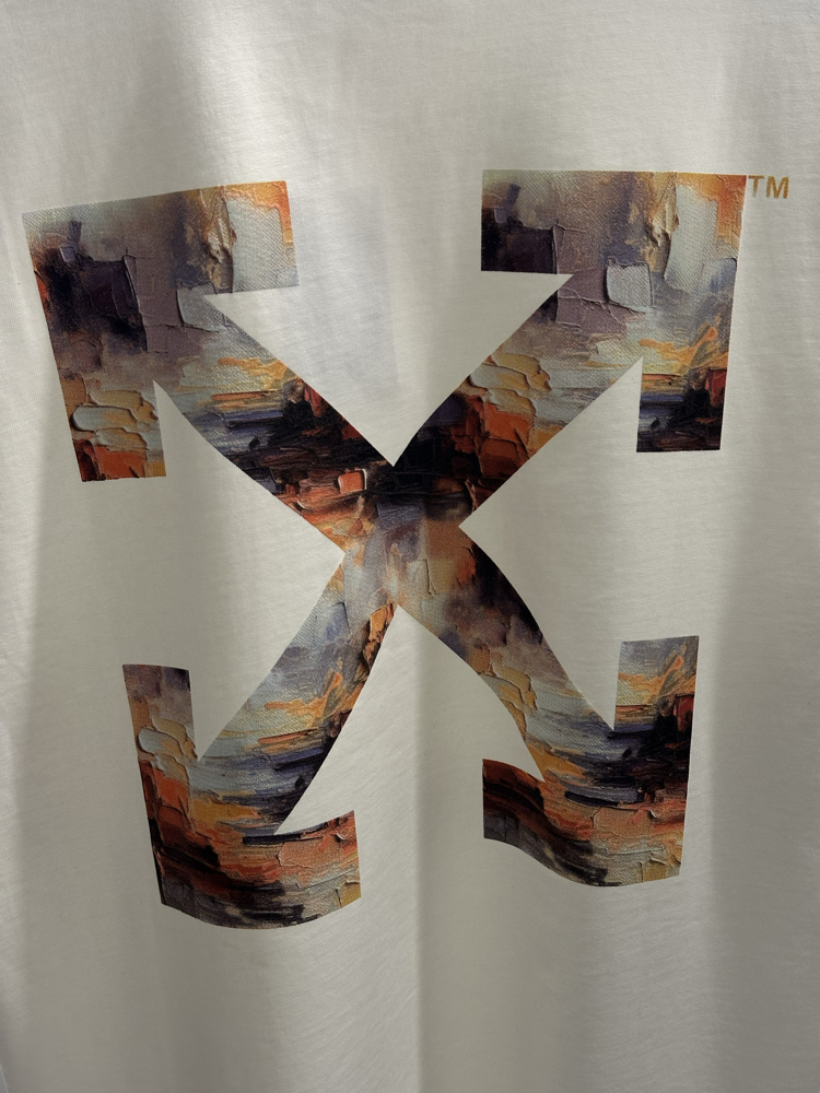 Off White Arrow Print Logo Cotton T-Shirt
