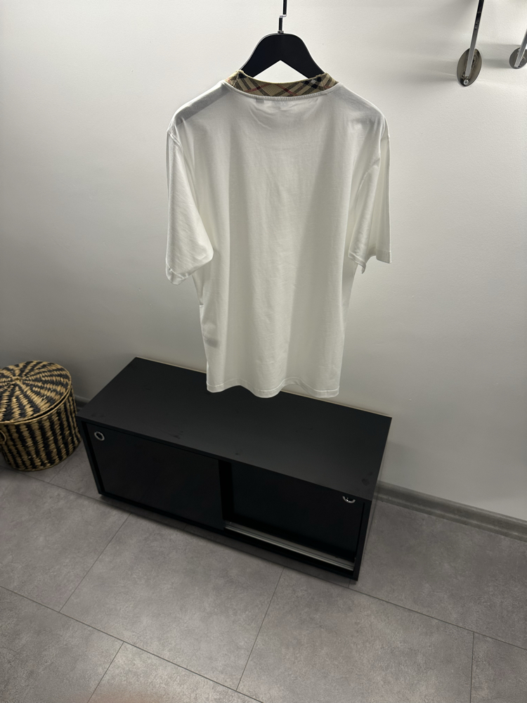 Burberry Cotton Check-Neckline T-Shirt