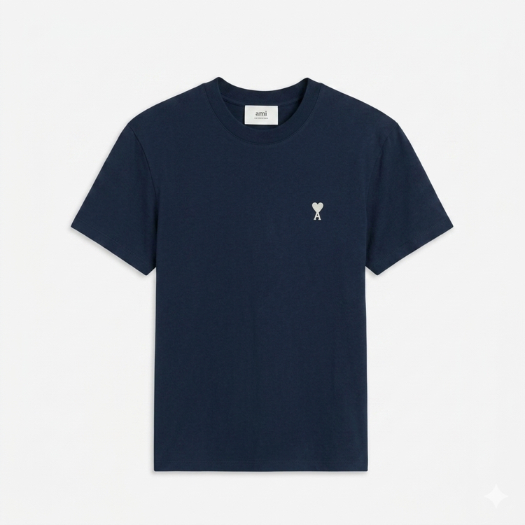 Ami Paris Mini Logo Navy Blue T-Shirt