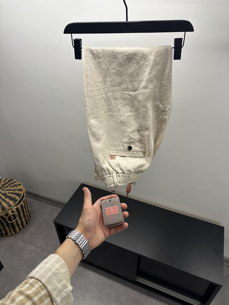 Etro Krem Keten Pantolon