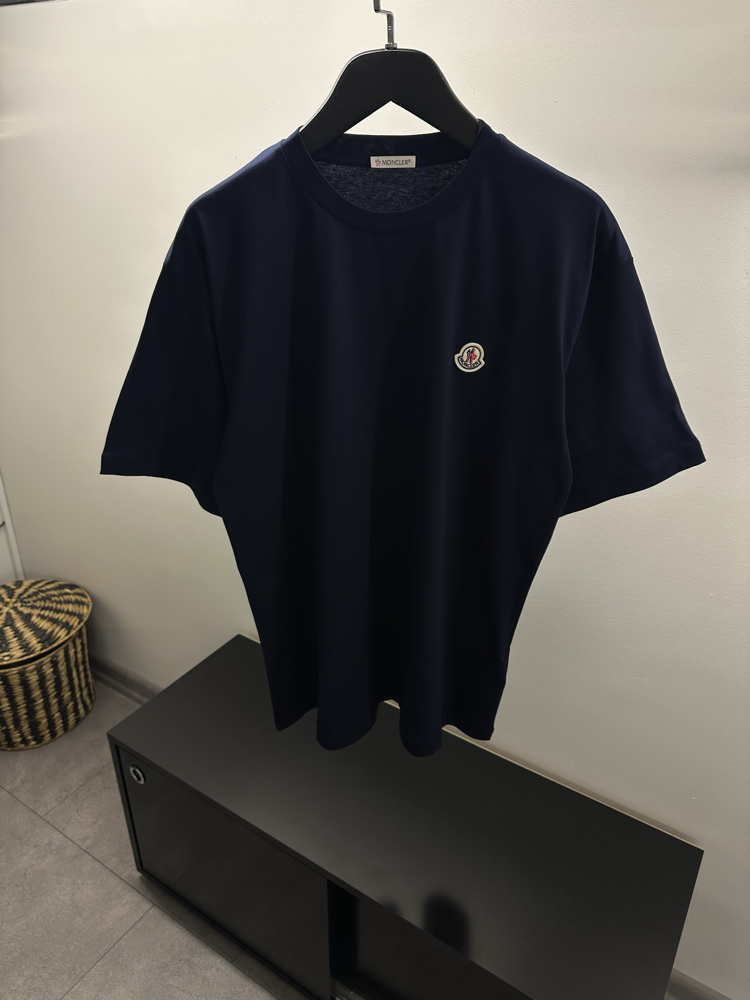 Moncler Navy Blue Logo Patch Cotton T-Shirt