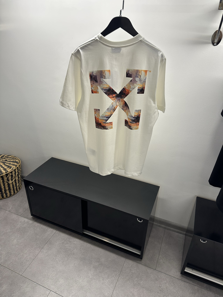 Off White Arrow Print Logo Cotton T-Shirt