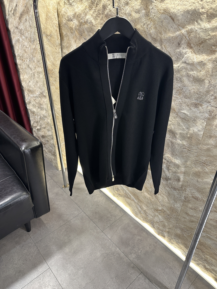 Brunello Cucinelli Siyah Fermuarlı Kazak