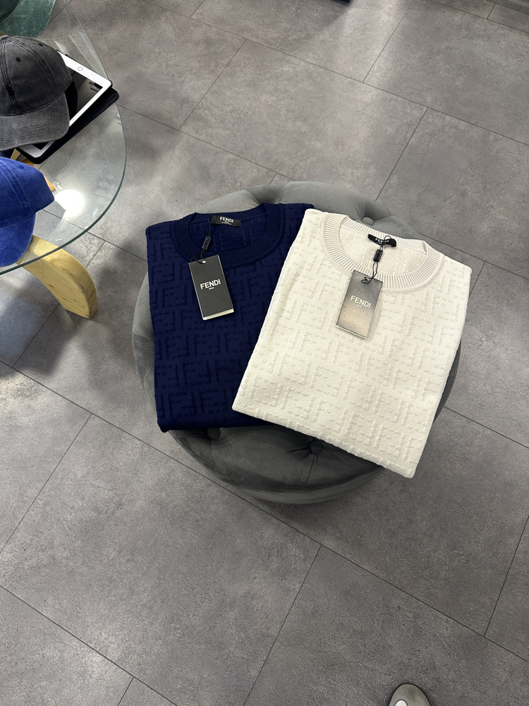 Fendi FF Logo Crew Neck Knit T-Shirt
