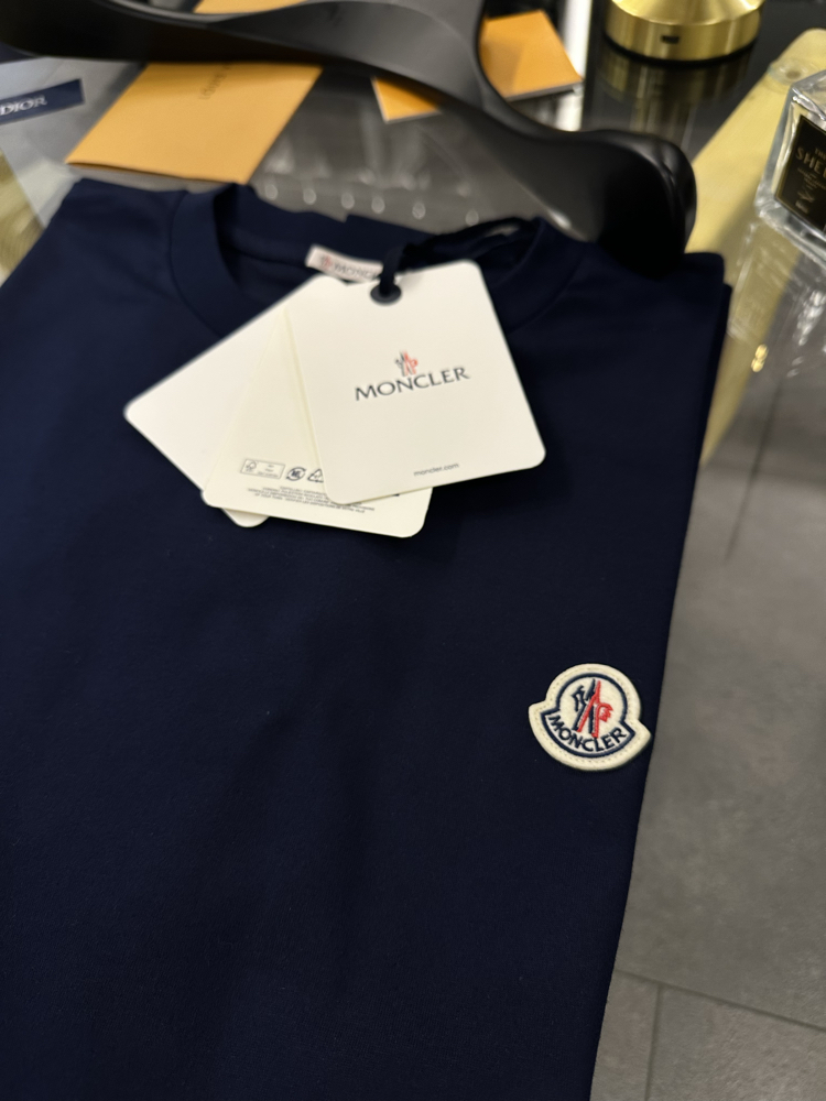 Moncler Navy Blue Logo Patch Cotton T-Shirt