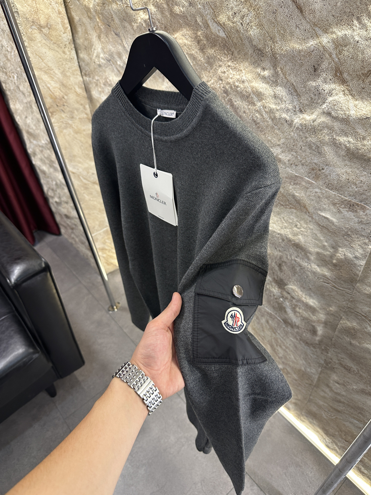 Moncler Kol Cep Detaylı Antrasit Kazak