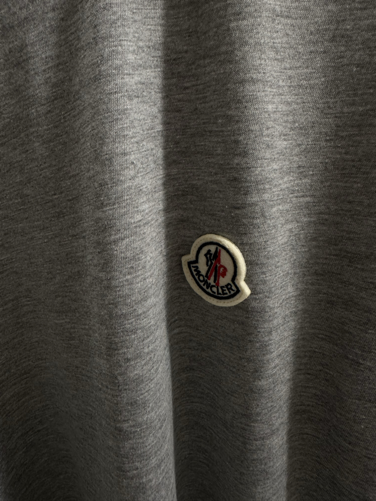 Moncler Grey Logo Patch Cotton T-Shirt