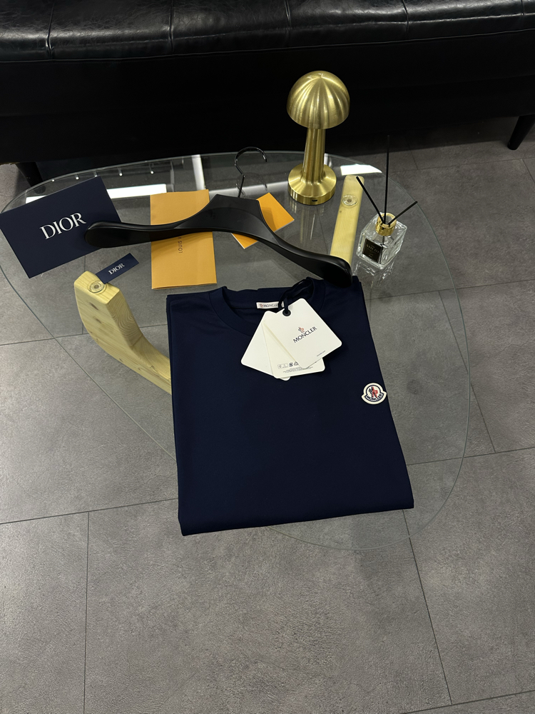 Moncler Navy Blue Logo Patch Cotton T-Shirt