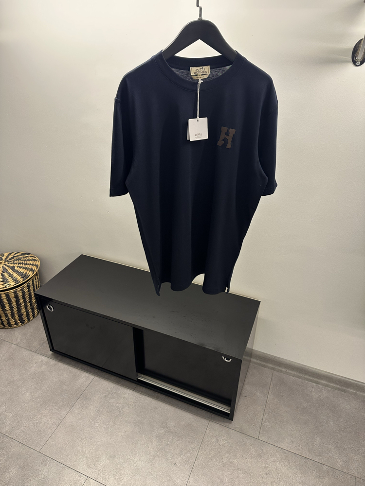 Hermés ‘H’ Cheval Navy Blue Cotton T-Shirt
