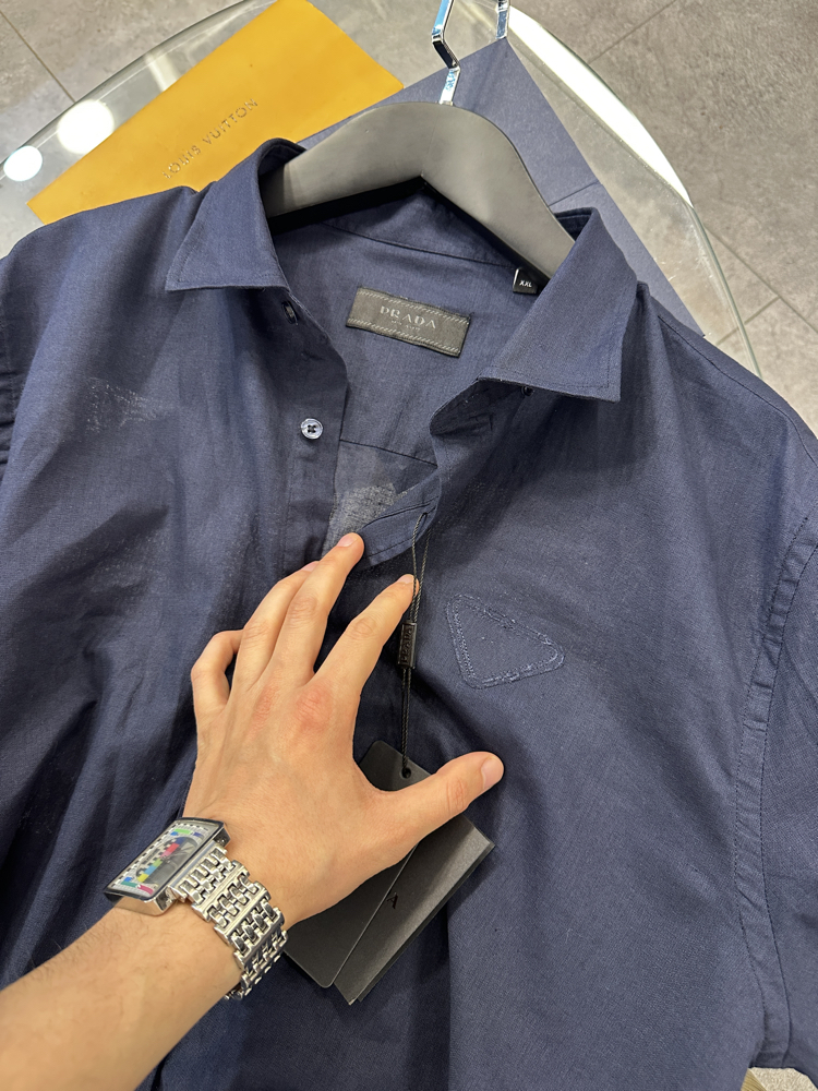 Prada Navy Blue Linen Shirt