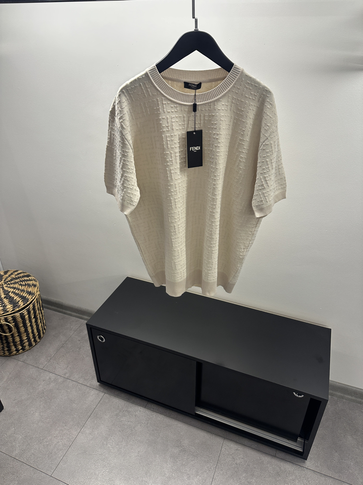 Fendi FF Logo Crew Neck Knit T-Shirt