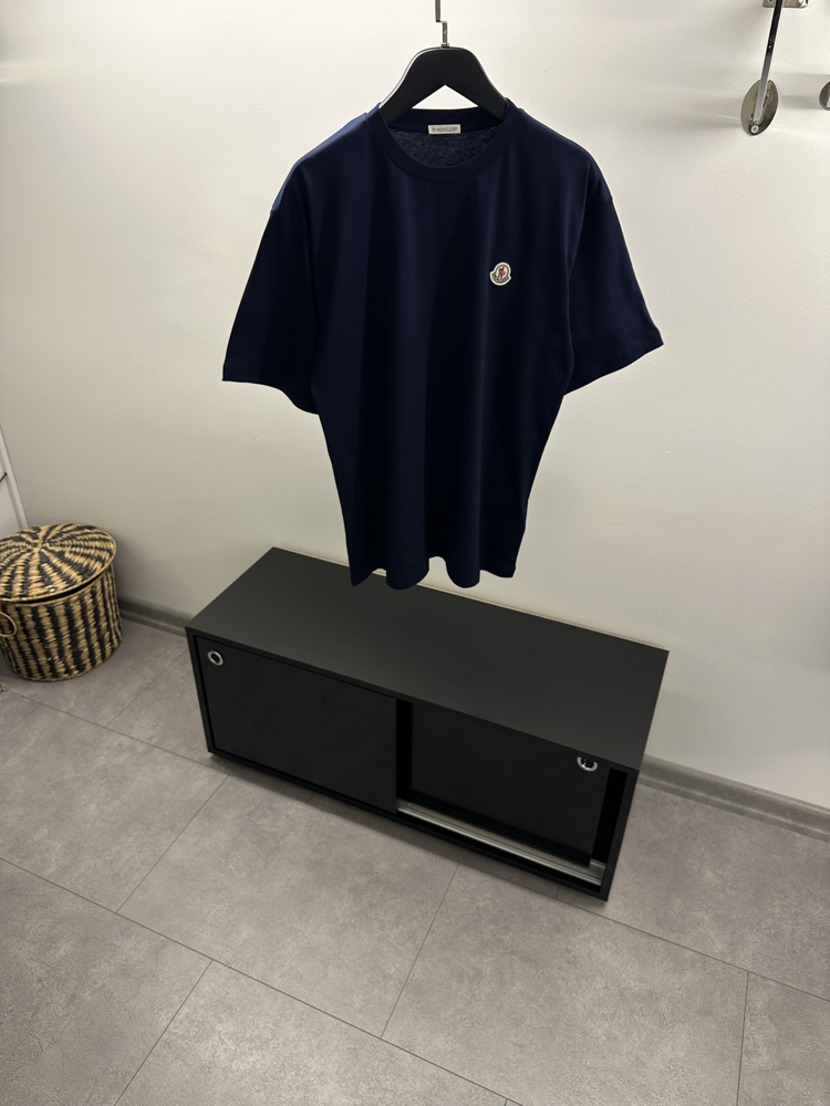 Moncler Navy Blue Logo Patch Cotton T-Shirt