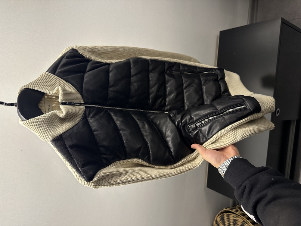 Zegna Knit Arm Zip Beige Jacket