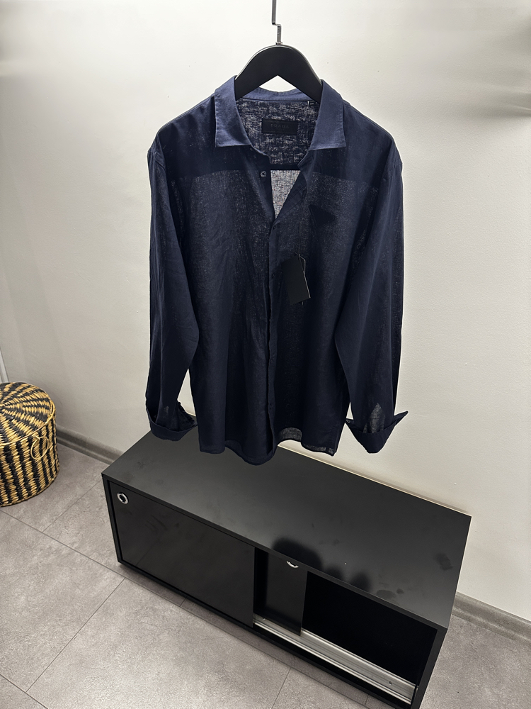 Prada Navy Blue Linen Shirt