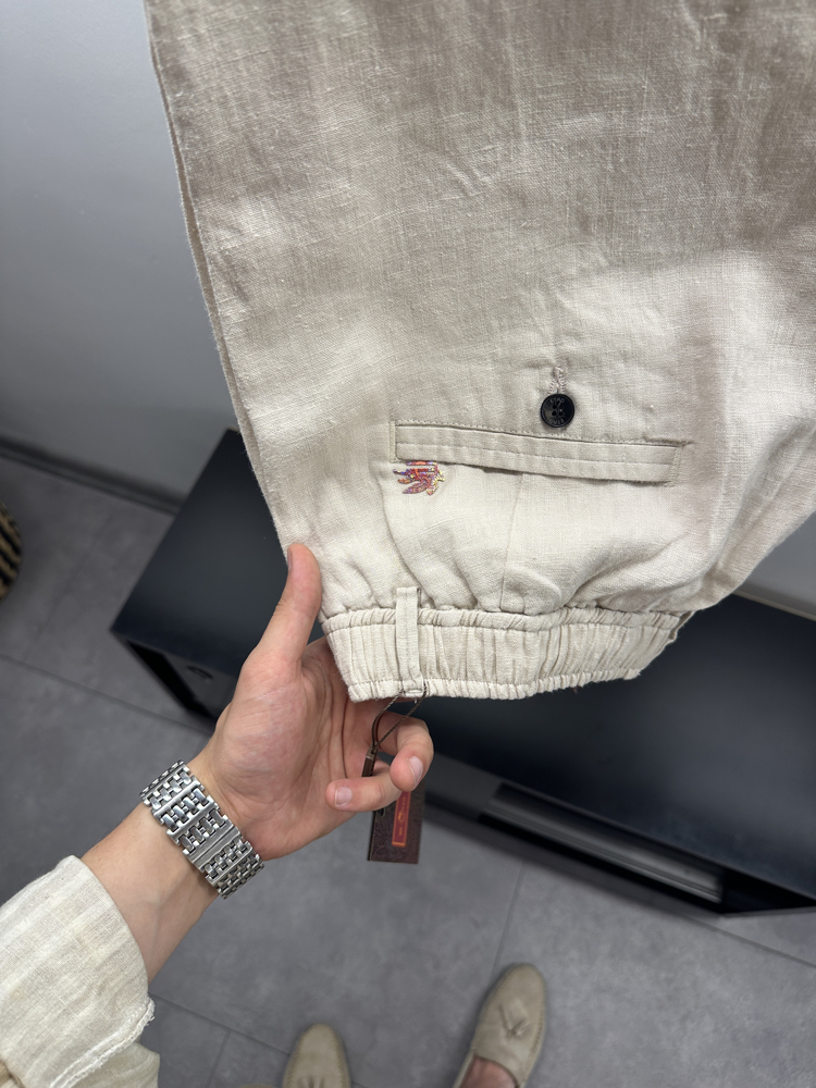 Etro Krem Keten Pantolon